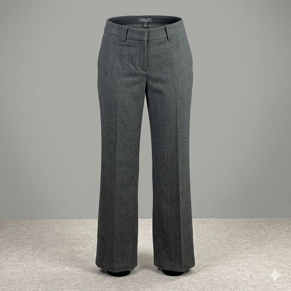 Talbots Signature Flare Trousers Grey Plaid Wool Blend Petite 6P